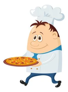 Cook with pizza Stock Illustration