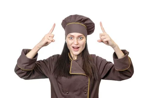 Cook points fingers up Stock Photos