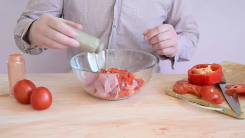 The cook prepares and marinates the turkey for baking on a charcoal oven. Stock Footage 152074642