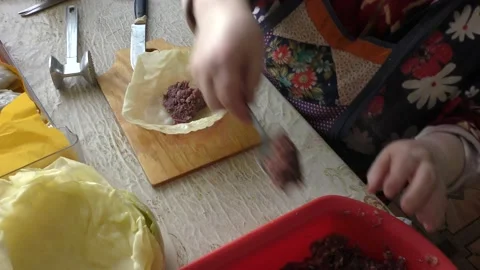 The cook prepares cabbage rolls. healthy food concept Stock Footage 150258437