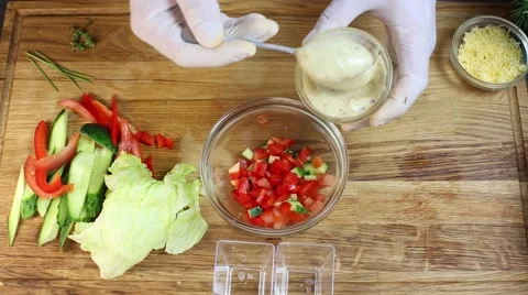 Cook prepares canapes in the kitchen Stock Footage 64052393