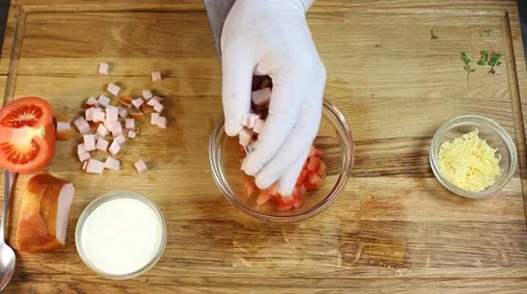 Cook prepares canapes in the kitchen Stock Footage 64052396