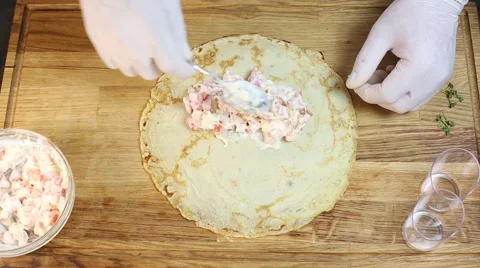 Cook prepares canapes in the kitchen Stock Footage 64052441