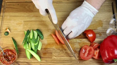 Cook prepares canapes in the kitchen Stock Footage 64052456