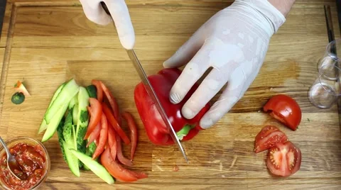 Cook prepares canapes in the kitchen Stock Footage 64052609