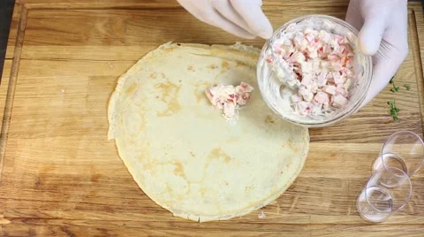Cook prepares canapes in the kitchen Stock Footage 64052642
