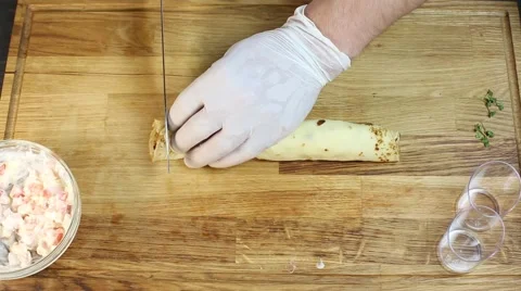 Cook prepares canapes in the kitchen Stock Footage 64052654