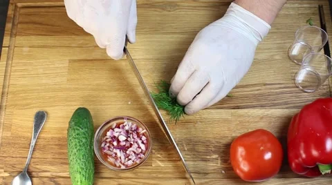 Cook prepares canapes in the kitchen Stock Footage 64052664