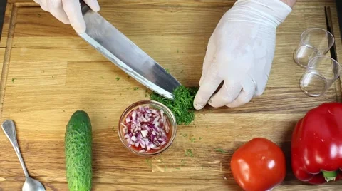 Cook prepares canapes in the kitchen Stock Footage 64052670