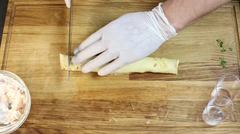 Cook prepares canapes in the kitchen Stock Footage 64052854