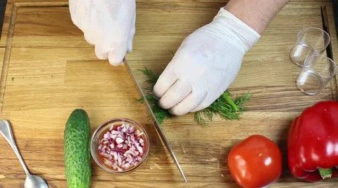 Cook prepares canapes in the kitchen Stock-Footage 64052997