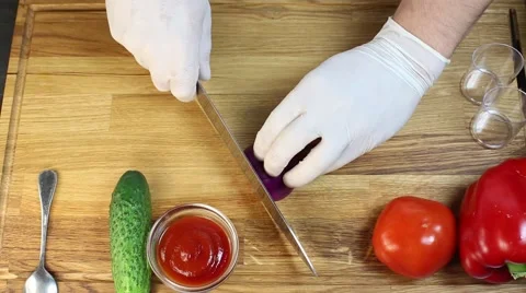 Cook prepares canapes in the kitchen Stock-Footage 64053004