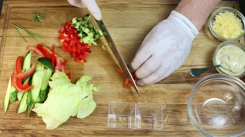 Cook prepares canapes in the kitchen Stock Footage 64053014