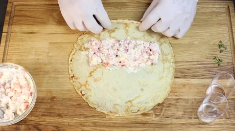 Cook prepares canapes in the kitchen Stock-Footage 64053096