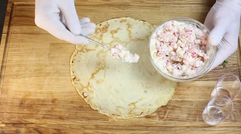 Cook prepares canapes in the kitchen Stock-Footage 64053162