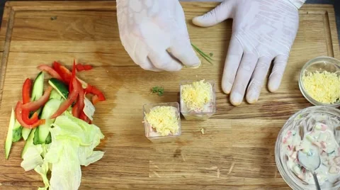 Cook prepares canapes in the kitchen Stock-Footage 64053229