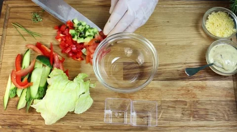 Cook prepares canapes in the kitchen Stock-Footage 64053462