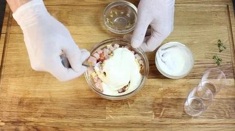 Cook prepares canapes in the kitchen Stock-Footage 64053568