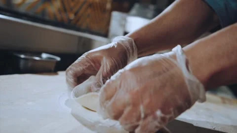 The cook prepares a dish of dough Video stock 151591120