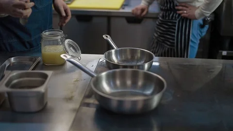 The cook prepares a duck with rice in the kitchen of the restaurant. Close-up Stock Footage 107579459