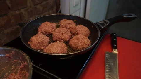 The cook prepares minced meat Stock Footage 159881269