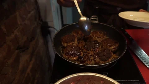 The cook prepares minced meat Stock Footage 159881274