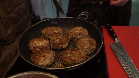 The cook prepares minced meat Stock Footage 159881283