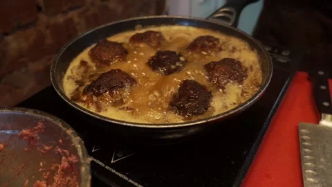 The cook prepares minced meat Stock Footage 159881284
