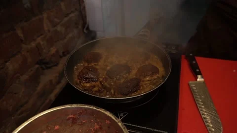 The cook prepares minced meat Stock Footage 159881287