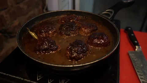 The cook prepares minced meat Stock Footage 159881292