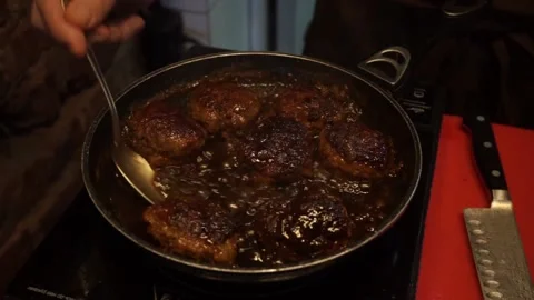 The cook prepares minced meat Stock Footage 159881300