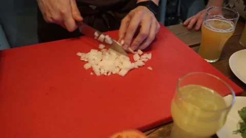 The cook prepares onions Stock Footage 159881314