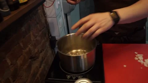 The cook prepares onions Stock Footage 159881315