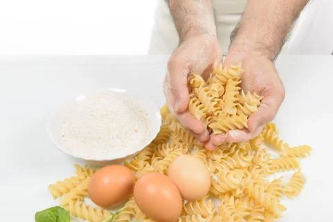 The Cook Prepares the Pasta Stock Photos