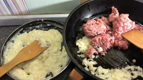 Cook preparing lasagna Stock Footage 104826013
