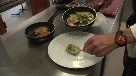 Cook is preparing pasta with sauce in the kitchen 스톡 동영상 43078343