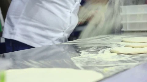 Cook preparing pizza dough Stock Footage 73425880