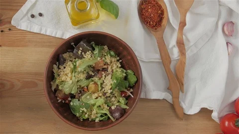 Cook Preparing A Salad Stock Footage 125853201