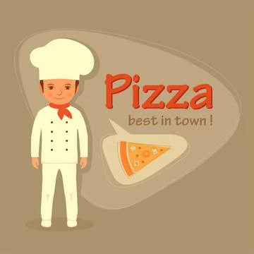 Cook profession, pizza slice Stock Illustration