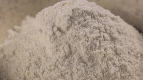 Cook puts flour in a bowl for making dough Stock Footage 101991547