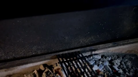 Cook puts vegetable shish kebab on the grill Video stock 80041836