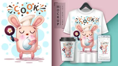 Cook rabbit - mockup for your idea Illustrazione stock