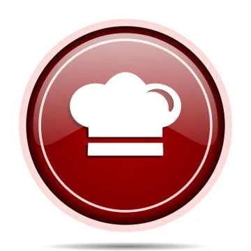 Cook red glossy round web icon. Circle isolated internet button for webdesign Stock Illustration