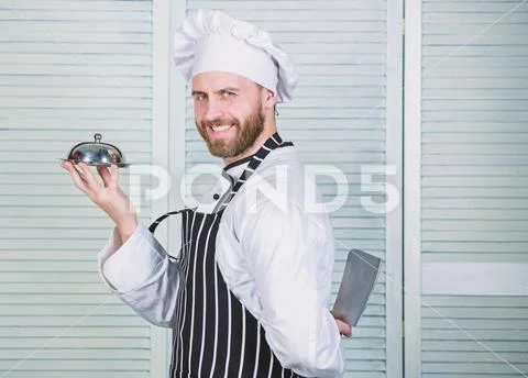 Cook in restaurant, uniform. Professional in kitchen. culinary cuisine Stock-Fotos