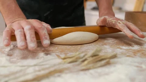Cook Rolling Pin For Dough Stock Footage 273499832