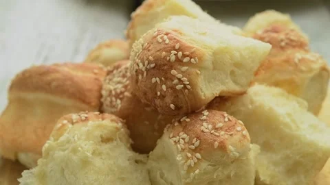 The cook serves yogurt dinner rolls. Stock Footage 170904452