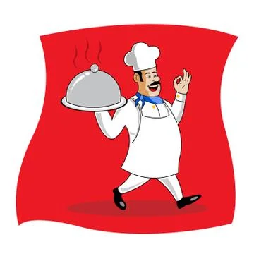 Cook serving food Stock Illustration