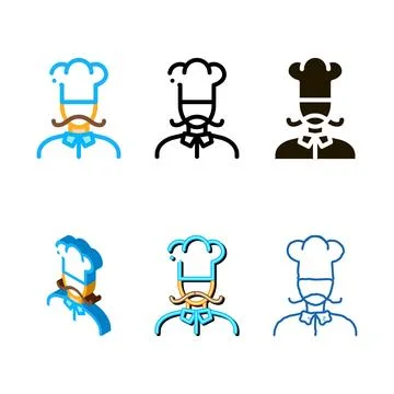 Cook silhouette icon multipack vector outline Stock Illustration