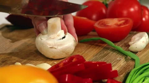 Cook the sliced mushrooms Stock Footage 64570672