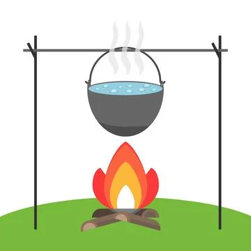 Cook the soup on the fire Stock Illustration